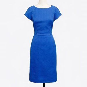 J.Crew Basketweave Professional Work Dress Cap Sleeve Blue Size 8